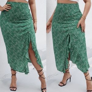 Boho plus size ruffle maxi skirt